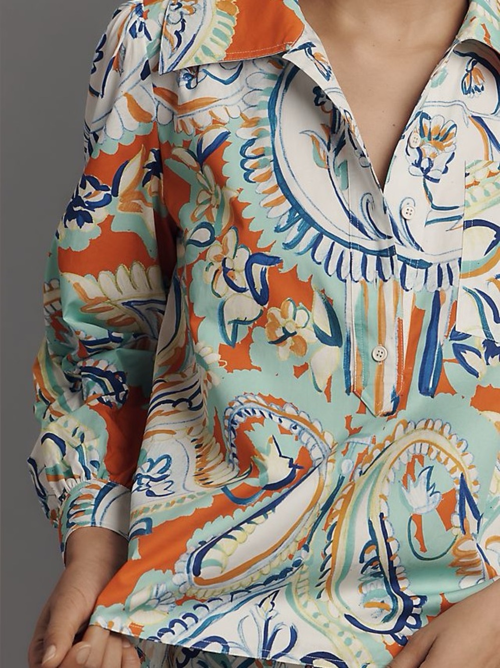 Hunter Bell Women's Multicolor Floral Paisley Button-Up Top